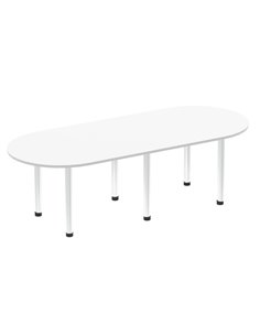 Dynamic Impulse 2400mm Boardroom Table White Top Brushed Aluminium Post Leg I003737