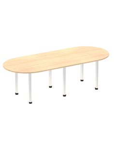Dynamic Impulse 2400mm Boardroom Table Maple Top Brushed Aluminium Post Leg I003738