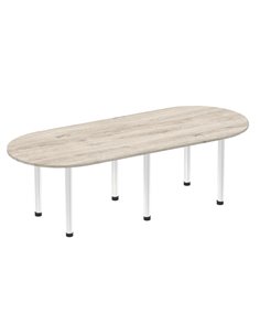 Dynamic Impulse 2400mm Boardroom Table Grey Oak Top Brushed Aluminium Post Leg I003740