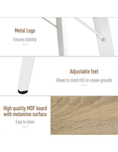 HOMCOM Modern Computer Desk Laptop Writing Table w/Hutch 1 Drawer workstation Home Office Furniture Oak Color and White - pic 8026 | FastDaddyshop