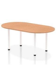 Dynamic Impulse 1800mm Boardroom Table Oak Top White Post Leg I003745