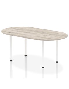 Dynamic Impulse 1800mm Boardroom Table Grey Oak Top White Post Leg I003746