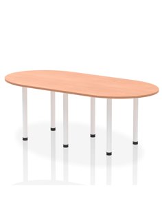 Dynamic Impulse 2400mm Boardroom Table Beech Top White Post Leg I003747