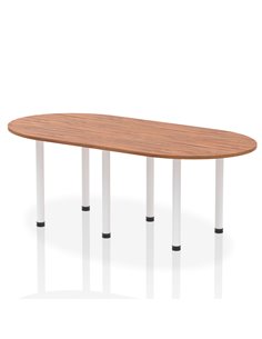 Dynamic Impulse 2400mm Boardroom Table Walnut Top White Post Leg I003748