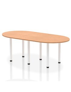 Dynamic Impulse 2400mm Boardroom Table Oak Top White Post Leg I003751