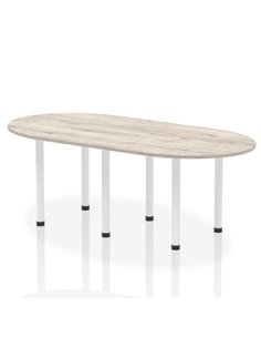 Dynamic Impulse 2400mm Boardroom Table Grey Oak Top White Post Leg I003752