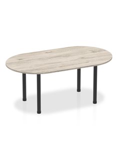 Dynamic Impulse 1800mm Boardroom Table Grey Oak Top Black Post Leg I004177