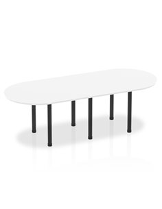 Dynamic Impulse 2400mm Boardroom Table White Top Black Post Leg I004186