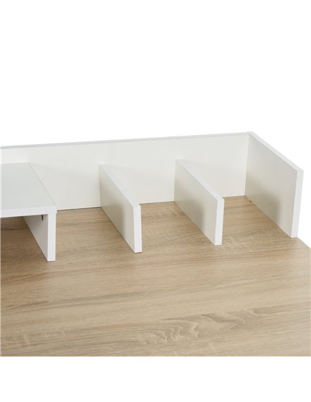 HOMCOM Modern Computer Desk Laptop Writing Table w/Hutch 1 Drawer workstation Home Office Furniture Oak Color and White - pic 8028 | FastDaddyshop