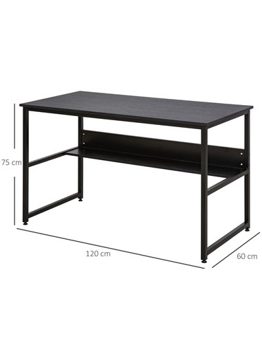 HOMCOM Computer Desk w/ Storage Shelf Adjustable Feet Metal Frame Home Office Laptop Study Writing Workstation Table Black