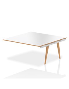 Dynamic Oslo 1600mm Square Boardroom Table Ext Kit White Top Natural Wood Edge White Frame OSL0125