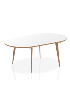 Dynamic Oslo 1800mm Oval Boardroom Table White Top Natural Wood Edge White Frame OSL0126