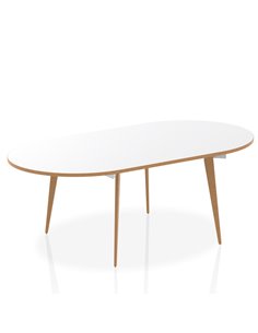 Dynamic Oslo 2400mm Oval Boardroom Table White Top Natural Wood Edge White Frame OSL0127