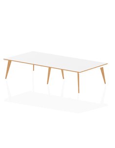 Dynamic Oslo 3200mm Rectangular Boardroom Table White Top Natural Wood Edge White Frame OSL0128