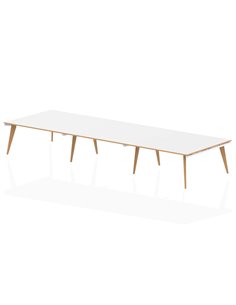 Dynamic Oslo 4800mm Rectangular Boardroom Table White Top Natural Wood Edge White Frame OSL0129