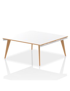 Dynamic Oslo 1600mm Square Boardroom Table White Top Natural Wood Edge White Frame OSL0130