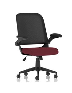 Dynamic Crew Task Operator Bespoke Fabric Seat Ginseng Chilli Mesh Office Chair With Folding Arms KCUP2017