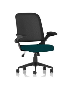 Dynamic Crew Task Operator Bespoke Fabric Seat Maringa Teal Mesh Office Chair With Folding Arms KCUP2018