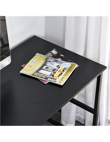 HOMCOM Computer Desk w/ Storage Shelf Adjustable Feet Metal Frame Home Office Laptop Study Writing Workstation Table Black