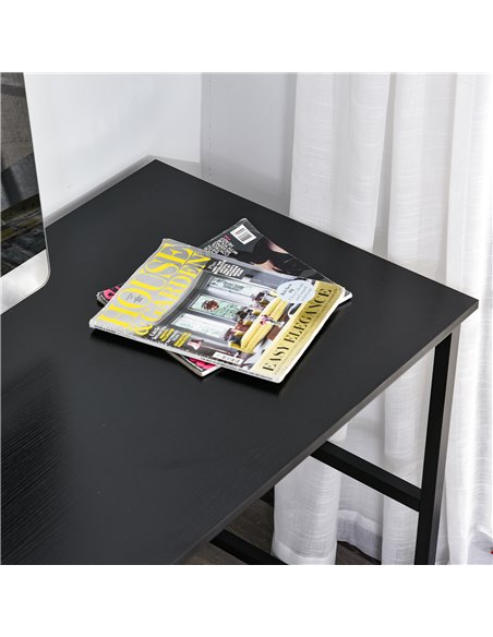 HOMCOM Computer Desk w/ Storage Shelf Adjustable Feet Metal Frame Home Office Laptop Study Writing Workstation Table Black - pic 8035 | FastDaddyshop