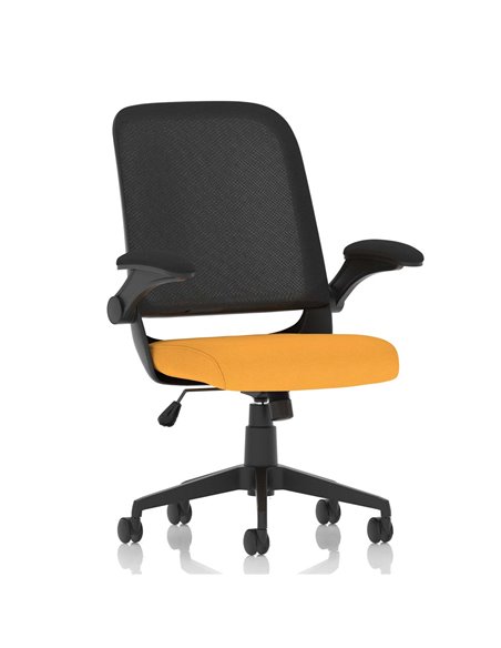 Dynamic Crew Task Operator Bespoke Fabric Seat Senna Yellow Mesh Office Chair With Folding Arms KCUP2020 - pic 80354 | FastDaddyshop