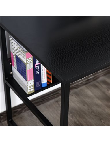 HOMCOM Computer Desk w/ Storage Shelf Adjustable Feet Metal Frame Home Office Laptop Study Writing Workstation Table Black