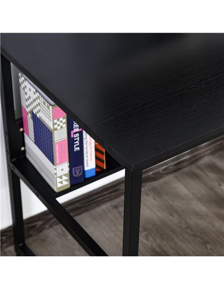 HOMCOM Computer Desk w/ Storage Shelf Adjustable Feet Metal Frame Home Office Laptop Study Writing Workstation Table Black - pic 8036 | FastDaddyshop