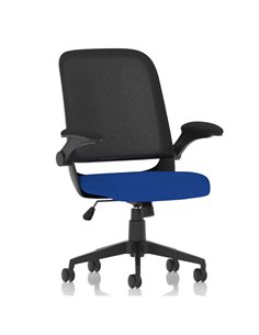 Dynamic Crew Task Operator Bespoke Fabric Seat Stevia Blue Mesh Office Chair With Folding Arms KCUP2021