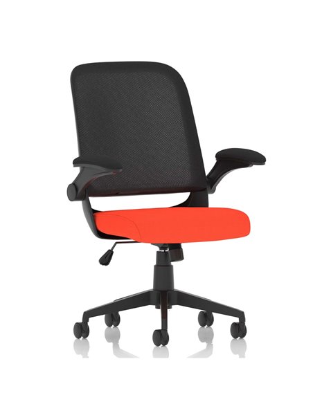 Dynamic Crew Task Operator Bespoke Fabric Seat Tabasco Orange Mesh Office Chair With Folding Arms KCUP2022 - pic 80370 | FastDaddyshop