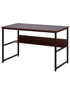 HOMCOM Computer Desk w/Storage Shelf Adjustable Feet Metal Frame Home Office Laptop Study Writing Workstation Table Brown