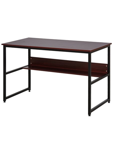 HOMCOM Computer Desk w/Storage Shelf Adjustable Feet Metal Frame Home Office Laptop Study Writing Workstation Table Brown - pic 8038 | FastDaddyshop