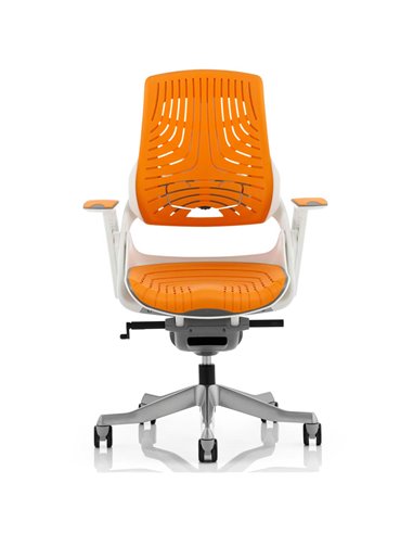 Dynamic Zure Executive Office Chair White Shell Elastomer Gel Orange With Arms EX000133