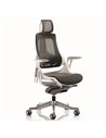 Dynamic Zure Executive Office Chair White Shell Charcoal Mesh With Arms And Headrest KC0162