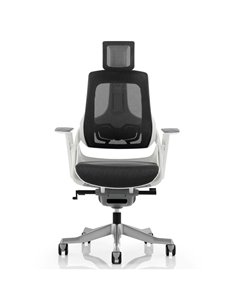 Dynamic Zure Executive Office Chair White Shell Charcoal Mesh With Arms And Headrest KC0162 2