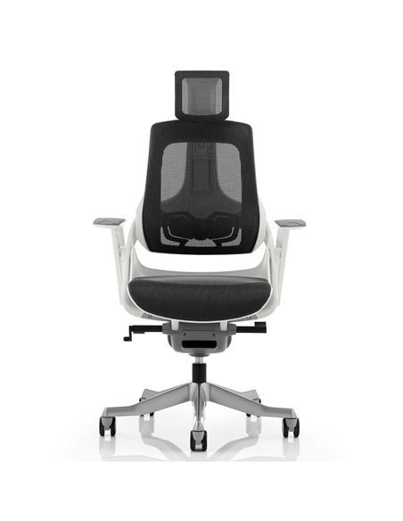 Dynamic Zure Executive Office Chair White Shell Charcoal Mesh With Arms And Headrest KC0162 - pic 80429 | FastDaddyshop