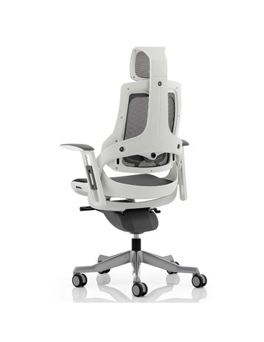 Dynamic Zure Executive Office Chair White Shell Charcoal Mesh With Arms And Headrest KC0162