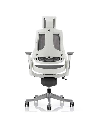 Dynamic Zure Executive Office Chair White Shell Charcoal Mesh With Arms And Headrest KC0162