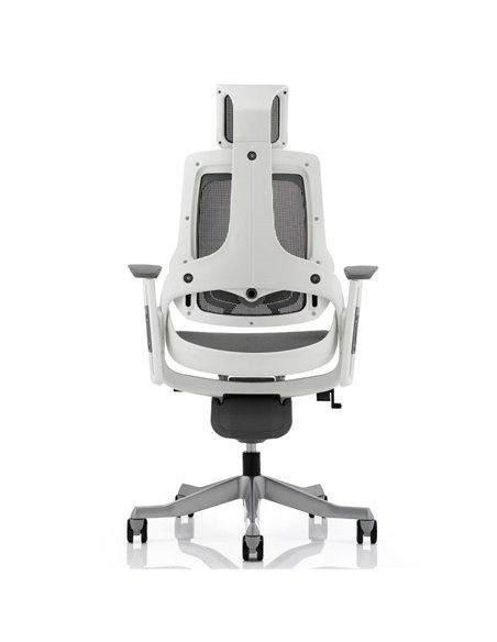 Dynamic Zure Executive Office Chair White Shell Charcoal Mesh With Arms And Headrest KC0162 - pic 80431 | FastDaddyshop