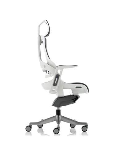 Dynamic Zure Executive Office Chair White Shell Charcoal Mesh With Arms And Headrest KC0162