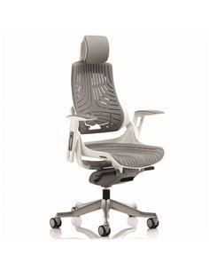Dynamic Zure Executive Office Chair White Shell Elastomer Gel Grey With Arms And Headrest KC0164