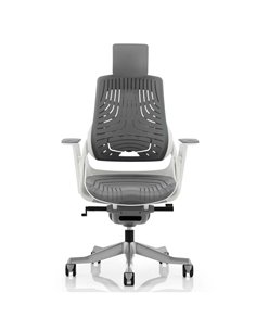 Dynamic Zure Executive Office Chair White Shell Elastomer Gel Grey With Arms And Headrest KC0164 2