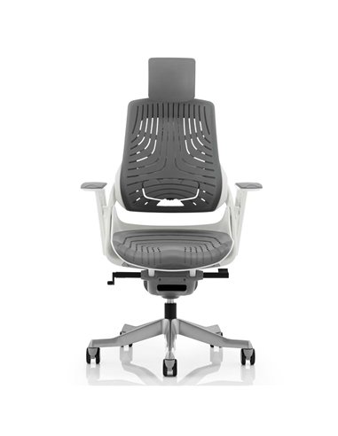 Dynamic Zure Executive Office Chair White Shell Elastomer Gel Grey With Arms And Headrest KC0164
