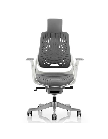 Dynamic Zure Executive Office Chair White Shell Elastomer Gel Grey With Arms And Headrest KC0164 - pic 80435 | FastDaddyshop