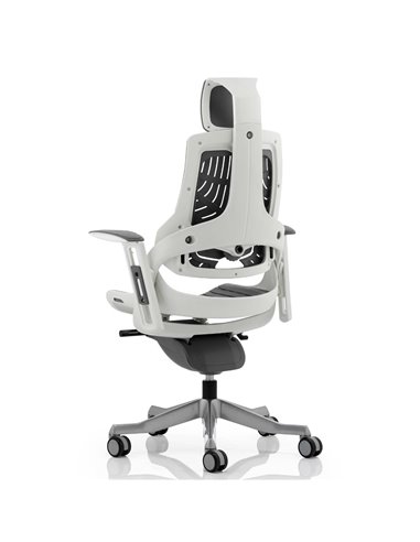 Dynamic Zure Executive Office Chair White Shell Elastomer Gel Grey With Arms And Headrest KC0164