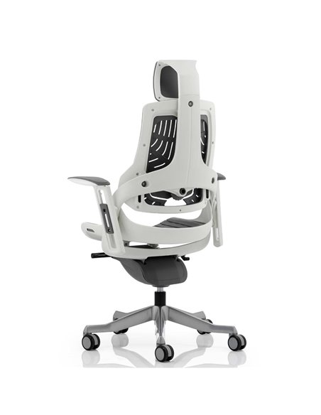 Dynamic Zure Executive Office Chair White Shell Elastomer Gel Grey With Arms And Headrest KC0164 - pic 80436 | FastDaddyshop