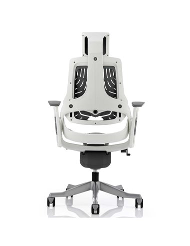 Dynamic Zure Executive Office Chair White Shell Elastomer Gel Grey With Arms And Headrest KC0164
