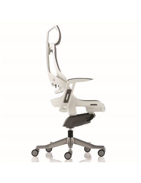 Dynamic Zure Executive Office Chair White Shell Elastomer Gel Grey With Arms And Headrest KC0164 - pic 80438 | FastDaddyshop