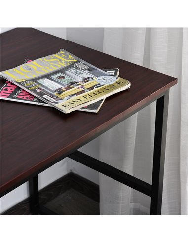 HOMCOM Computer Desk w/Storage Shelf Adjustable Feet Metal Frame Home Office Laptop Study Writing Workstation Table Brown