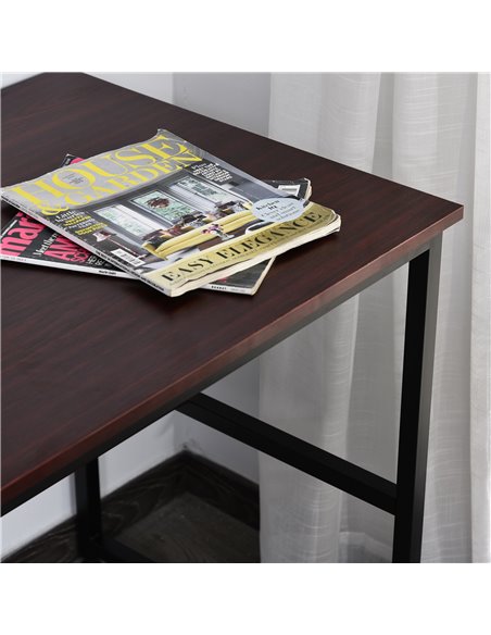 HOMCOM Computer Desk w/Storage Shelf Adjustable Feet Metal Frame Home Office Laptop Study Writing Workstation Table Brown - pic 8044 | FastDaddyshop