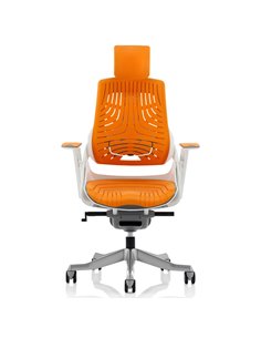 Dynamic Zure Executive Office Chair White Shell Elastomer Gel Orange With Arms And Headrest KC0165 2
